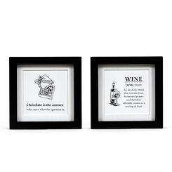 Click here to see Adams&Co 11842 11842 8x8x1.5 reversible wood frame sign (FRUIT/ANSWER) white, black Chocolate & Wine Collection