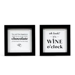 Click here to see Adams&Co 11841 11841 8x8x1.5 reversible wood frame sign (CLOCK/HAPPINESS) white, black Chocolate & Wine Collection