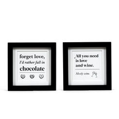 Click here to see Adams&Co 11838 11838 8x8x1.5 reversible wood frame sign (NEED/FORGET) white, black Chocolate & Wine Collection