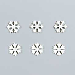 Click here to see Adams&Co 75542 75542 2x2x.25 wood shapes set of six (SNOWFLAKES) white Mid Century Christmas Collection