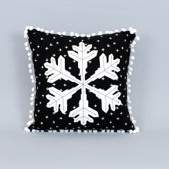 Click here to see Adams&Co 75541 75541 13x13x6 reversible linen pillow (SNOWFLAKE) black, white Mid Century Christmas Collection