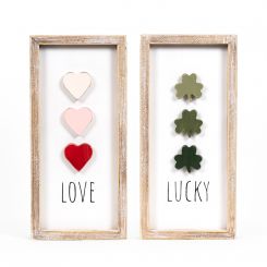 Click here to see Adams&Co 20119 20119 6x13x1.5 reversible wood frame sign (LOVE/LUCKY) multicolor  