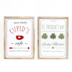 Click here to see Adams&Co 20102 20102 15x20x1.5 reversible wood frame sign (CAFE/MARKET) multicolor Lucky In Love Collection