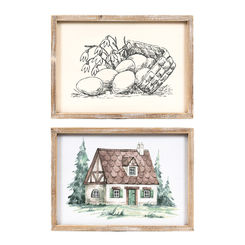 Click here to see Adams&Co 30284 30284 14x10x1.5 reversible wood frame sign (BIRD/HOUSE) multicolor Cottontail Collection