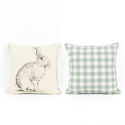 Click here to see Adams&Co 30282 30282 17x17x4 reversible pillow (RABBIT/CHECKERED) multicolor  