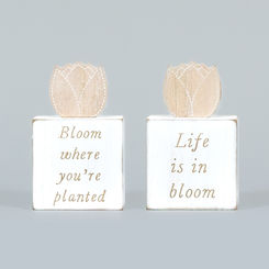 Click here to see Adams&Co 30295 30295 3x5x1.5 reversible wood block (BLOOM) white, natural Cottontail Collection