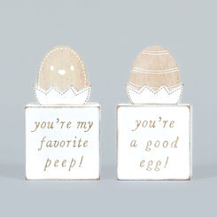 Click here to see Adams&Co 30293 30293 3x5x1.5 reversible wood block (PEEP/EGG) white, natural Cottontail Collection