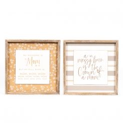 Click here to see Adams&Co 11890 11890 13x13x1.5 reversible wood frame sign (MOM/CROWN) multicolor