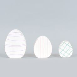 Click here to see Adams&Co 30299 30299 4x5, 3x4, 2x3 wood cutout shapes s/3 (EGG) purple, pink, white  Cottontail Collection