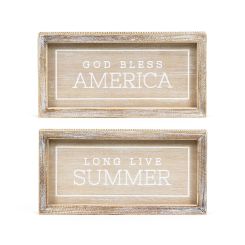 Click here to see Adams&Co 45155 45155 10x5x1.5 reversible wood frame sign (AMERICA/SUMMER) natural, white Peaches, Cream & The American Dream Collection