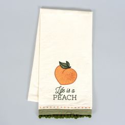 Click here to see Adams&Co 45172 45172 15x24 dish towel (PEACH) orange, green Peaches, Cream & The American Dream Collection
