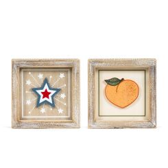 Click here to see Adams&Co 45157 45157 5x5x1.5 reversible wood frame sign (STAR/PEACH) multicolor Peaches, Cream & The American Dream Collection