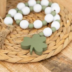 Click here to see Adams&Co 20134 20134 24x1 wood bead garland (SHAMROCK) white, green  