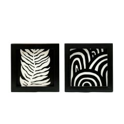 Click here to see Adams&Co 11930 11930 5x5x1.5 reversible wood frame sign (RAINBOW/LEAF) black, white Ukiyo Collection