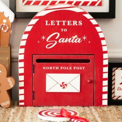 Click here to see Adams&Co 71295 71295 10x12x3 wood mailbox (LETTERS) red, white Candy Cane Lane Collection