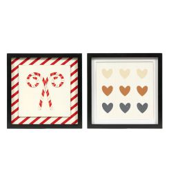 Click here to see Adams&Co 71249 71249 10x10x1.5 reversible wood frame sign (CANDY/HEART) multicolor Candy Cane Lane Collection