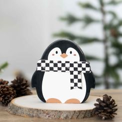 Click here to see Adams&Co 71314 71314 5x5x1 chunky wood shape (PENGUIN) multicolor Checking It Twice Collection