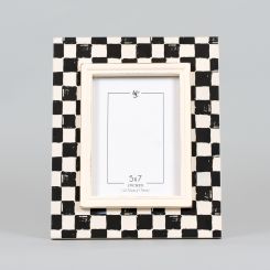 Click here to see Adams&Co 71289 71289 9x11x1 wood photo frame (CHECK) black, white (5x7) Checking It Twice Collection