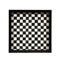 Click here to see Adams&Co 71287 71287 10x10x1 wood tray (CHECK) black, white Checking It Twice Collection