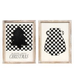 Click here to see Adams&Co 71262 71262 13x17x1.5 reversible wood frame sign (TREE/VASE) multicolor Checking It Twice Collection