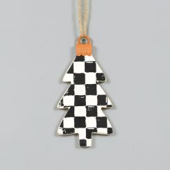 Click here to see Adams&Co 71256 71256 3x5x.5 wood ornament (TREE) white, black Checking It Twice Collection