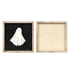 Click here to see Adams&Co 50500 50500 10x10x1.5 reversible wood frame sign (GHOST/LEAF) multicolor  Spooky Harvest Collection