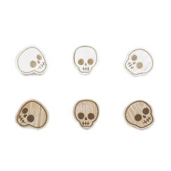 Click here to see Adams&Co 55298 55298 2x2x.25 wood shape s/6 (SKULLS) multicolor  Bad to the Bone collection