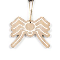 Click here to see Adams&Co 50486 50486 5x4x.25 wood ornament (SPIDER) natural, white  Adams Family Collection