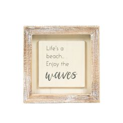 Click here to see Adams&Co 11936 11936 5x5x1.5 wood frame sign (WAVES) white, grey  Scripty Collection