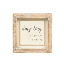 Click here to see Adams&Co 11944 11944 5x5x1.5 wood frame sign (DING DONG) white, grey Scripty Collection