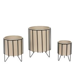 Click here to see Adams&Co 11970 11970 10x12x10 iron flower pots w/ stand s/3, tan, black  Sundara Collection