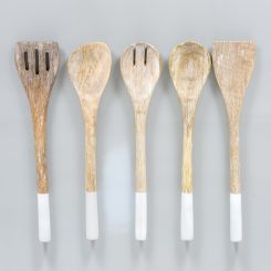 Click here to see Adams&Co 12041 12041 3x12x1 mango serving spoons s/5, natural, white  Sundara Collection