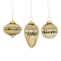 Click here to see Adams&Co 71320 71320 3x3x3 glass ornaments s/3, gold  Sundara Collection