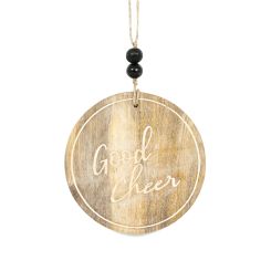 Click here to see Adams&Co 71326 71326 4x4x.25 mango ornament (GOOD CHEER) multicolor  Sundara Collection