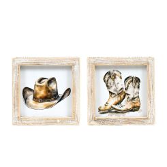 Click here to see Adams&Co 12050 12050 5x5x1.5 reversible wood frame sign (HAT/BOOTS) multicolor  Giddy Up Collection