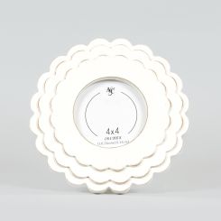 Click here to see Adams&Co 12066 12066 8x8x1 wood scallop photo frame (ROUND) white (4x4)  Scallop Collection