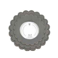 Click here to see Adams&Co 12065 12065 8x8x1 wood scallop photo frame (ROUND) grey (4x4)  Scallop Collection