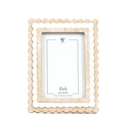 Click here to see Adams&Co 12064 12064 6x8x1 wood scallop photo frame (4x6) natural, white  Scalloped Collection