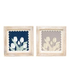 Click here to see Adams&Co 12056 12056 7x7x1.5 reversible wood frame sign (TULIPS) multicolor  Scallop Collection