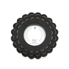 Click here to see Adams&Co 12089 12089 8x8x1 wood scallop photo frame (ROUND) black (4x4)  Scallop Collection
