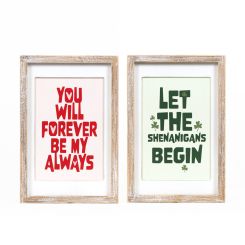 Click here to see Adams&Co 20148 20148 8x12x1.5 reversible wood frame sign (FOREVER/SHENANIGANS) multicolor  Lucky In Love Vol. 3