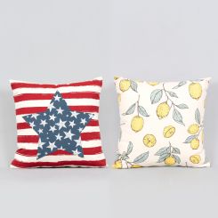 Click here to see Adams&Co 45194 45194 15x14 reversible pillow (STAR/LEMONS) multicolor  AMERICAN SUMMER COLLECTION