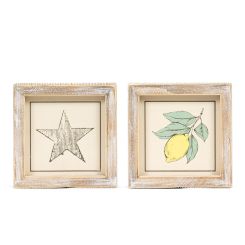 Click here to see Adams&Co 45181 45181 5x5x1.5 reversible wood frame sign (STAR/LEMON) multicolor  AMERICAN SUMMER COLLECTION