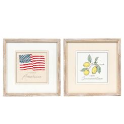 Click here to see Adams&Co 45175 45175 14x14x1.5 reversible wood frame sign (AMERICA/SWEET) multicolor  AMERICAN SUMMER COLLECTION