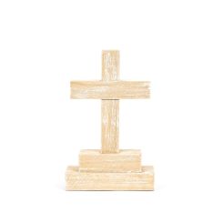 Click here to see Adams&Co 30303 30303 4x6x2 wood shape on stand (CROSS) natural  BUNNIES & BLOOMS COLLECTION