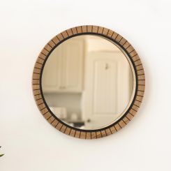 Click here to see Adams&Co 15848 15848 24x24x2 round wood mirror, natural, black  Neutral Mod Collection