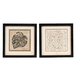 Click here to see Adams&Co 15833 15833 12x12x1.5 reversible wood frame sign (MONSTERA/SQUIGGLE) multicolor  NEUTRAL MOD COLLECTION
