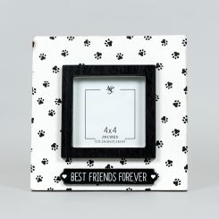Click here to see Adams&Co 15861 15861 8x8x.75 wood photo frame (FRIENDS) wh/bk (4x4)  Fur Babies Collection