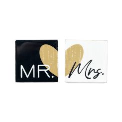 Click here to see Adams&Co 15898 15898 4x4x.25 wood coaster magnet s/2 (MR/MRS) multicolor  YOU & ME COLLECTION