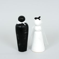 Click here to see Adams&Co 15894 15894 3x7x2.5 wood chunky shape s/2 (COUPLE) black, white  YOU & ME COLLECTION